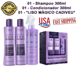 Tratamento cabelo Brasileiro Cadiveu Plastica Dos Fios Kit Home Care 3 P... - £57.37 GBP