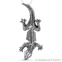 Gecko Lizard Reptile Rustic Boho Jewelry Animism Pendant in .925 Sterling Silver - £16.39 GBP+