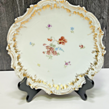 Coiffe Limoges Scalloped Edge Round Shallow Bowl Gold Floral 9&quot; - $25.74