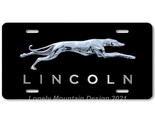 Lincoln Greyhound Inspired Art on Black FLAT Aluminum Novelty License Ta... - $16.19