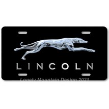 Lincoln Greyhound Inspired Art on Black FLAT Aluminum Novelty License Tag Plate - £12.80 GBP