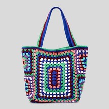 Bohemian Paisley Crochet Women Shoulder Bags Knitting Large Tote Bag Casual Lady - £58.37 GBP