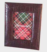 Thomasville Embossed Genuine Leather Picture Frame 9x11&quot; Easel Fits 5x7&quot; Photo - £26.62 GBP