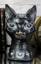 Wicca Black Cat Bust With Pentagram Spiritual Eye And Alchemy Symbols Fi... - £19.97 GBP