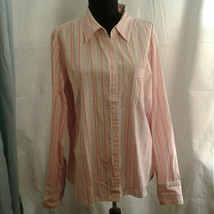 J. Crew XL shirt slim fit Pink Blue Stripes Button Up Collar Pocket FLAW - £19.60 GBP