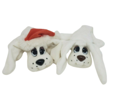 2 Vintage 1995 Pound Puppies Galoob Puppy Dogs White W Hat Stuffed Animal Plush - £18.96 GBP