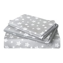 Twin Bed Sheets Boys Toddler Twin Bed Sheets Gray Star Print, Ultra Soft Microfi - £35.34 GBP