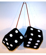 LARGE BLACK FUZZY HANGING DICE mirror fur car PLUSH die fluffy hang 3 in... - $13.40 CAD
