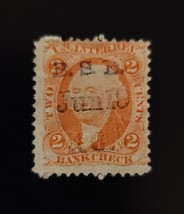 1862-71 2c USA Internal Revenue First Issue, Washington, R6c, Bank Check... - $1.98