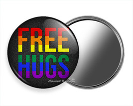 Free Hugs Gay Lesbian Pride Rainbow Color Purse Makeup Handheld Mirror Gift Idea - £11.27 GBP+