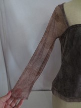 Tadashi Shoji Blouse Top Size L Snake skin print  lined Sheer  Sleeve  VTG - £25.17 GBP