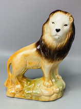 Vintage Lion Pottery Figurine Hand Painted Made in Brazil 7 1/2” Tall Fa... - £9.19 GBP