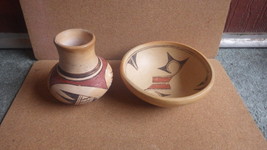 2 Pc Vintage Hopi Polychrome Pottery Garnet Pavatea Kate Seeni Dated 1966 - £399.67 GBP