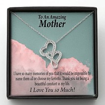 Express Your Love Gifts to Mom Constant in My Life Double Hearts Necklace Messag - £52.06 GBP