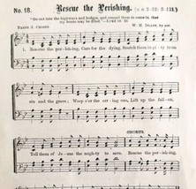 1883 Gospel Hymn Rescue The Perishing Sheet Music Victorian Religious AD... - $19.99