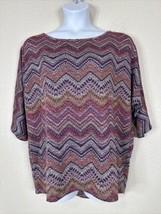 NWT Olivia Blu Womens Plus Size 1X Purple Striped Knit Top 3/4 Sleeve - £14.57 GBP