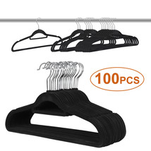 100PCS Velvet Clothes Suit/ Shirt/ Pants Hangers Hook Flocked Non Slip O... - £45.49 GBP