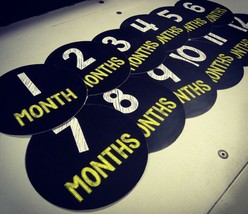 Monthly baby stickers. Simple black and yellow chalk bodysuit infants - £6.25 GBP
