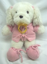 Vintage 1987 Dakin Baby Girl Puppy Dog W/ Pacifier 12&quot; Plush Stuffed Animal Toy - £23.74 GBP