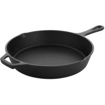MegaChef 10&quot; Round Preseasoned Cast Iron Frying Pan w Handle in Black - £33.75 GBP