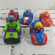 Marvel Super Hero Adventures Pull-Back Cars Lot Of 5 Spiderman The Hulk  - £15.79 GBP