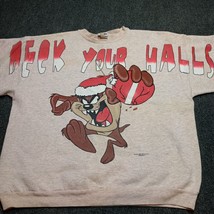 VINTAGE Freeze Taz Looney Tunes Sweater Adult XL Gray Christmas Deck Your Halls - £91.12 GBP