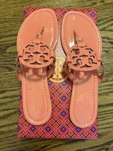 NEW Tory Burch Patent Leather Miller Flip Flop Sandals Coral Crush Size 9.5 NIB - £154.46 GBP