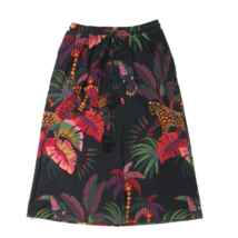 NWT Anthropologie Farm Rio Guadalupe Midi in Black Motif Jungle Fleece Skirt S - £77.58 GBP