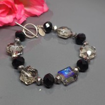 Donna Dressler Sterling Silver Faceted AB &amp; Black Crystal Beaded Bracelet - $19.95