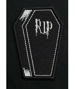 Coffin Embroidered Applique Iron On Patch 2.2&quot; x 3&quot; RIP Halloween Trick ... - $7.71 CAD