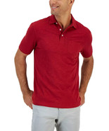 Medium CLUB ROOM Slub Polo Karanda Red Textured Polo Shirt 44&quot; - £8.02 GBP