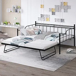 Full Size Extendable Bed With Pop Up Trundle, Twin To King Daybed With P... - $389.99