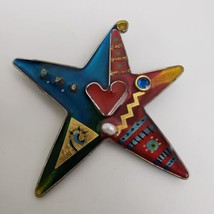 Vintage Yossi Steinberg Artist Handmade Brooch Pin Multi-Color - £51.27 GBP
