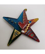 Vintage Yossi Steinberg Artist Handmade Brooch Pin Multi-Color - £50.22 GBP