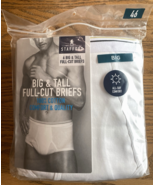 6 Pack JC Penney Stafford Men&#39;s Full Cut White Cotton Briefs Size 46 Und... - $25.00