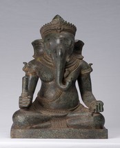 Ganesha Statue - Antik Khmer Stil Post-Bayon Sitzender Ganesh 38cm/38.1cm - £1,082.84 GBP