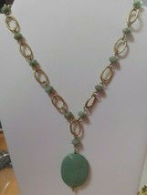 Lia Sophia Gold-tone Teal Green Bead Pendant Chain Necklace - £14.01 GBP