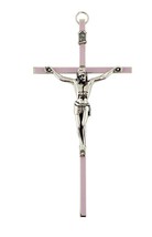 Silver &amp; Pink Small 6&quot; Crucifix,  New #AB-98 - $12.99