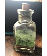 Antique Glass Bottle w/ Cork Vintage Oil w Gold Bronze Powder Frame Repair - $11.88