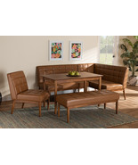 Yara Tan Faux Leather Upholstered and Walnut Brown 5-Piece Dining Nook Set - $29,174.67 MXN