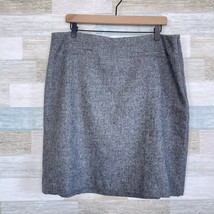 Talbots Classic Wool Tweed Pencil Skirt Gray Herringbone Lined Career Womens 16 - £38.87 GBP