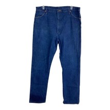 Wrangler Mens Jeans Size 42 Dark Wash Cowboy Work Wear Casual 37&quot; Inseam Zip Fly - £16.91 GBP