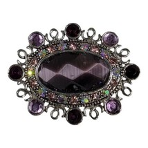 Vtg Monet Large Purple Faceted Stone Aurora Borealis Rhinestone Crystal Brooch - £43.80 GBP