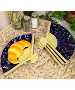 Ebros Set Of 4 Blue Ripple Dragonflies Oriental Fan Shaped Sushi Plates - €37,74 EUR