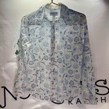 Women’s Pendleton Pearl Snap Button Up Western White And Blue Paisley Shirt - $19.35