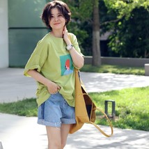 Sual and comfortable pure cotton printed loose matching multi color t shirts with short thumb200
