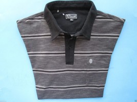 7 Diamonds Contrast Collar Stripes Men Polo T-Shirt Black Charcoal XL   - £20.99 GBP
