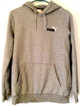Puma hoodie size S men gray long sleeve sweat shirt embroidered logo on chest - £9.58 GBP
