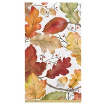 Nature&#39;s Harvest Leaves 16 Ct Guest Napkins Paper Thanksgiving Fall - £5.38 GBP