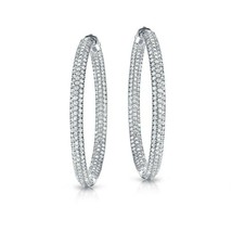 2.0Ct Round Cut Moissanite Micro Pave Huggie Hoop Earrings 14K White Gold Plated - £112.10 GBP